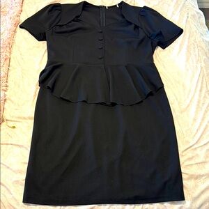 Elegant Black Peplum Dress 1940s retro classic glam size 3x